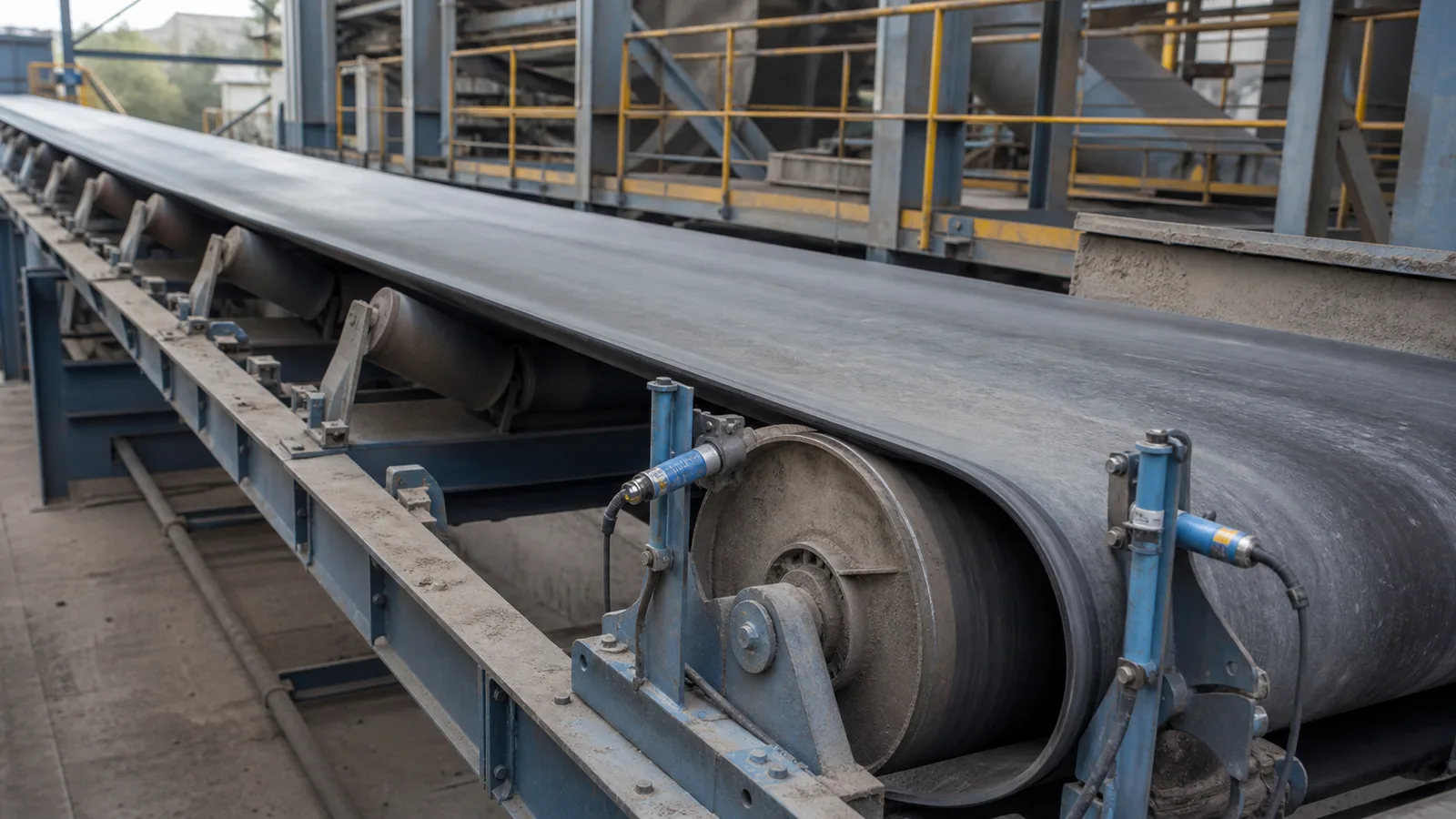 conveyor belt drifting sideways on a large tail pulley