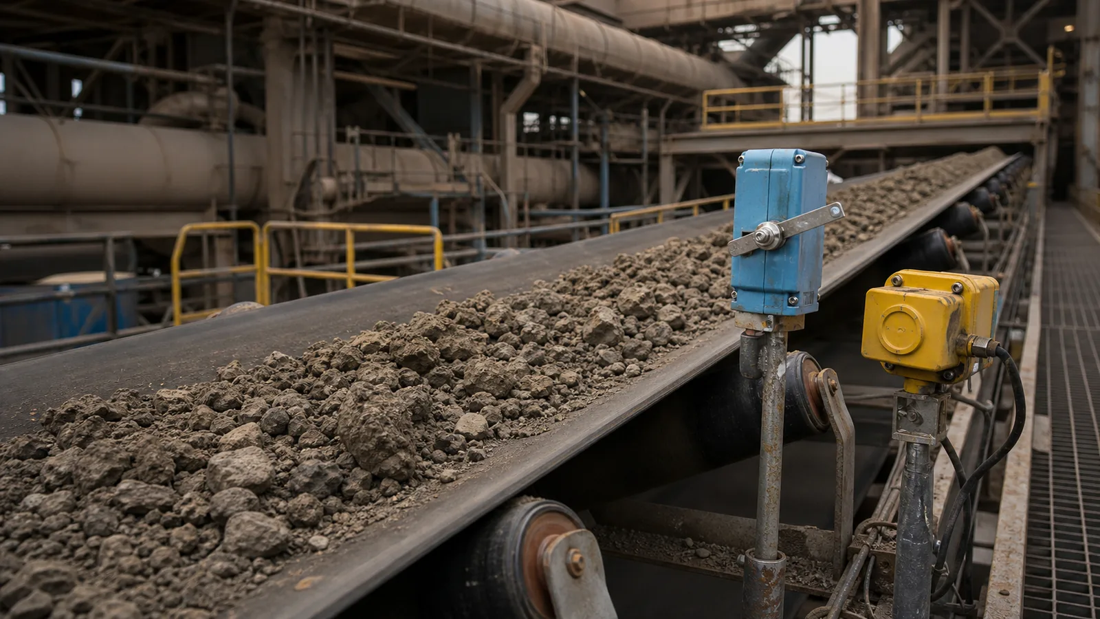cement plant clinker conveyor with safety switches in dust