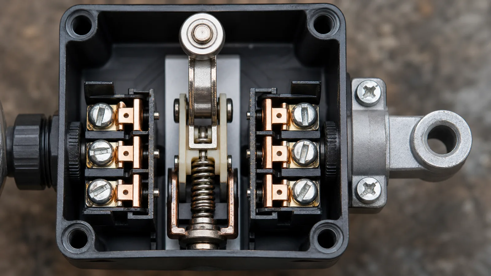 NO and NC terminals inside a conveyor limit switch